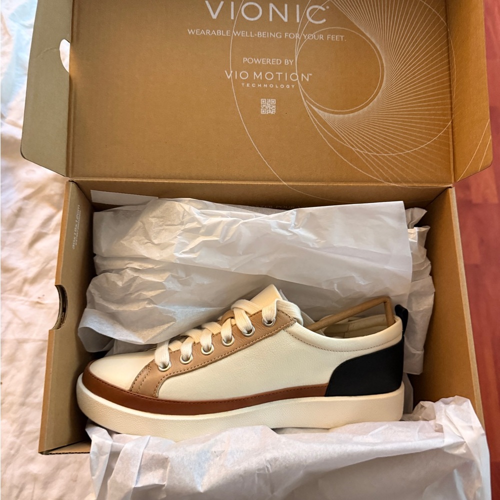 Vionic Women's White, Brown, and Black Sneakers - Picture 7 of 9